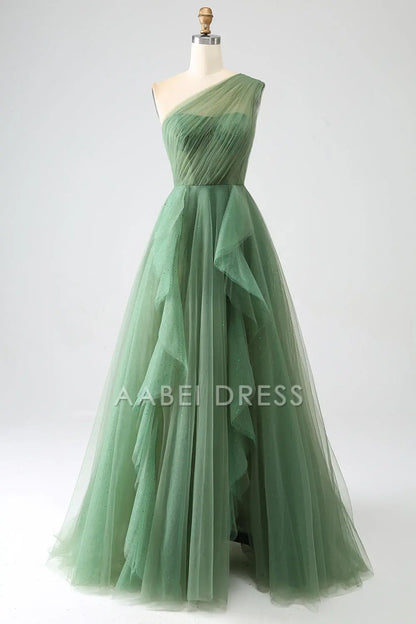 AABEI DRESS Hot Sale Prom Dress Fantastic Tulle A-Line One-Shoulder Ruched Fashion Long Party Dress