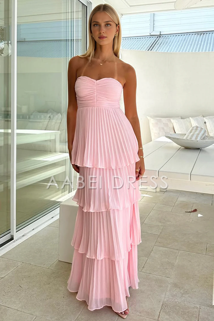 AABEI DRESS Prom Dress Chic A Line Strapless Sweetheart Ruffles Layering Long Fashion Formal Dress