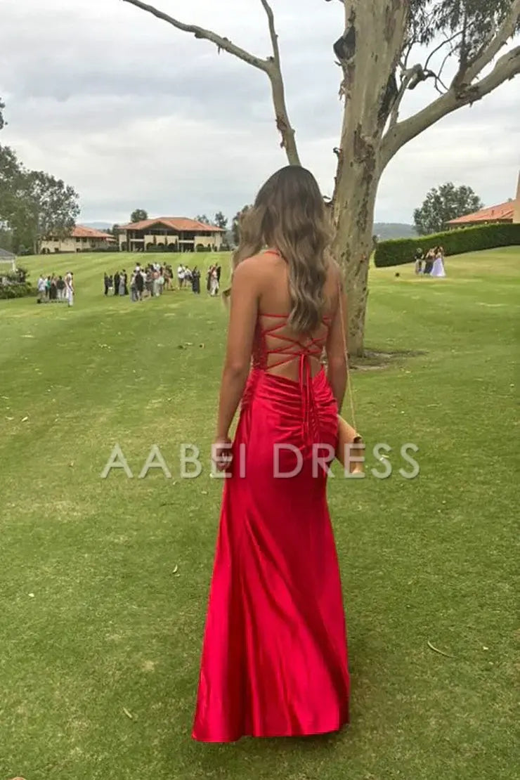 AABEI DRESS Prom Dress Charming Mermaid Spaghetti Straps Backless Corset With Split Front Fashion Formal Dress