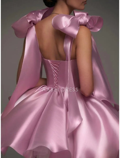 AABEI DRESS New Homecoming Dress A-Line Elegant Formal Sleeveless Sweetheart Satin with Bow(s) Short Prom Dresses