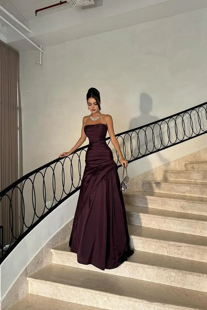 Glamorous Mermaid Strapless Sleeveless With Pleated Backless Wonderful Long Affordable Prom Dress