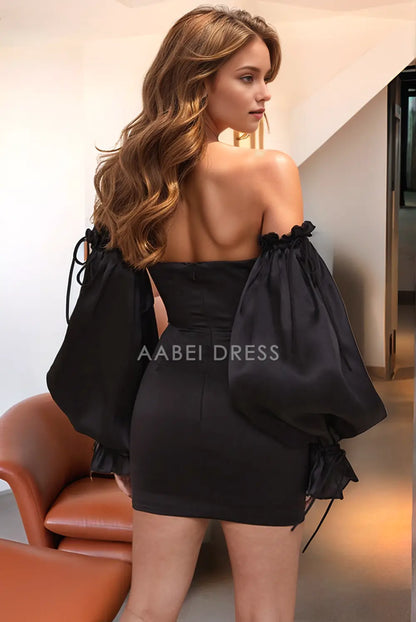 AABEI DRESS New Homecoming Dress Charming Bodycon Off The Shoulder Long sleeves Backless Sexy Short Graduation Dress