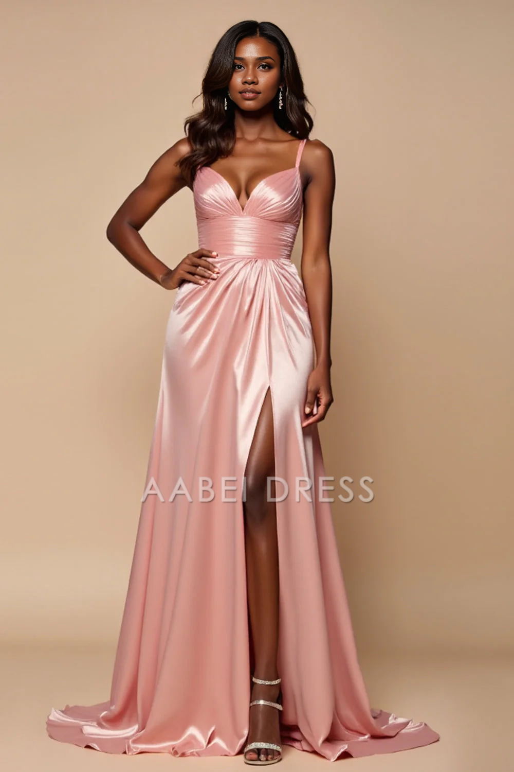 AABEI DRESS Hot Sale Prom Dress Elegant A Line Spaghetti Strap Sweetheart Ruched With Slit Long Formal Dress