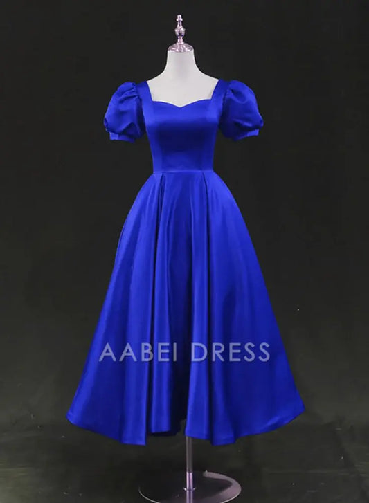 AABEI DRESS Short Party Dress A Line Sweetheart Short Sleeve Tea Length Homecoming Dress