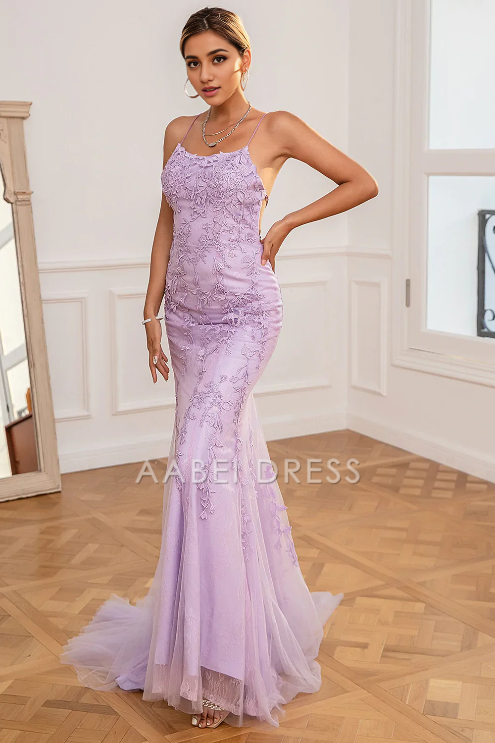 AABEI DRESS Hot Sale Prom Dress Charming Mermaid Spaghetti Strap Backless Long With Exquisite Appliques Formal Dress