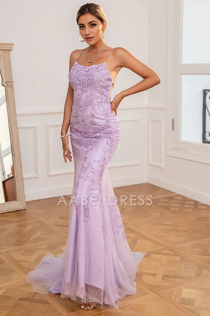 AABEI DRESS Hot Sale Prom Dress Charming Mermaid Spaghetti Strap Backless Long With Exquisite Appliques Formal Dress