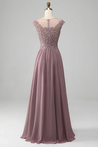 A-Line Lace arrangement Pleated long skirt Beaded Mother of the Bride Dresses