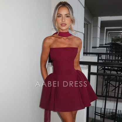 AABEI DRESS New Homecoming Dress Off Shoulder Backless Sexy A-line Dress Elegant Party Dress Strapless Bodycon Mini Dress