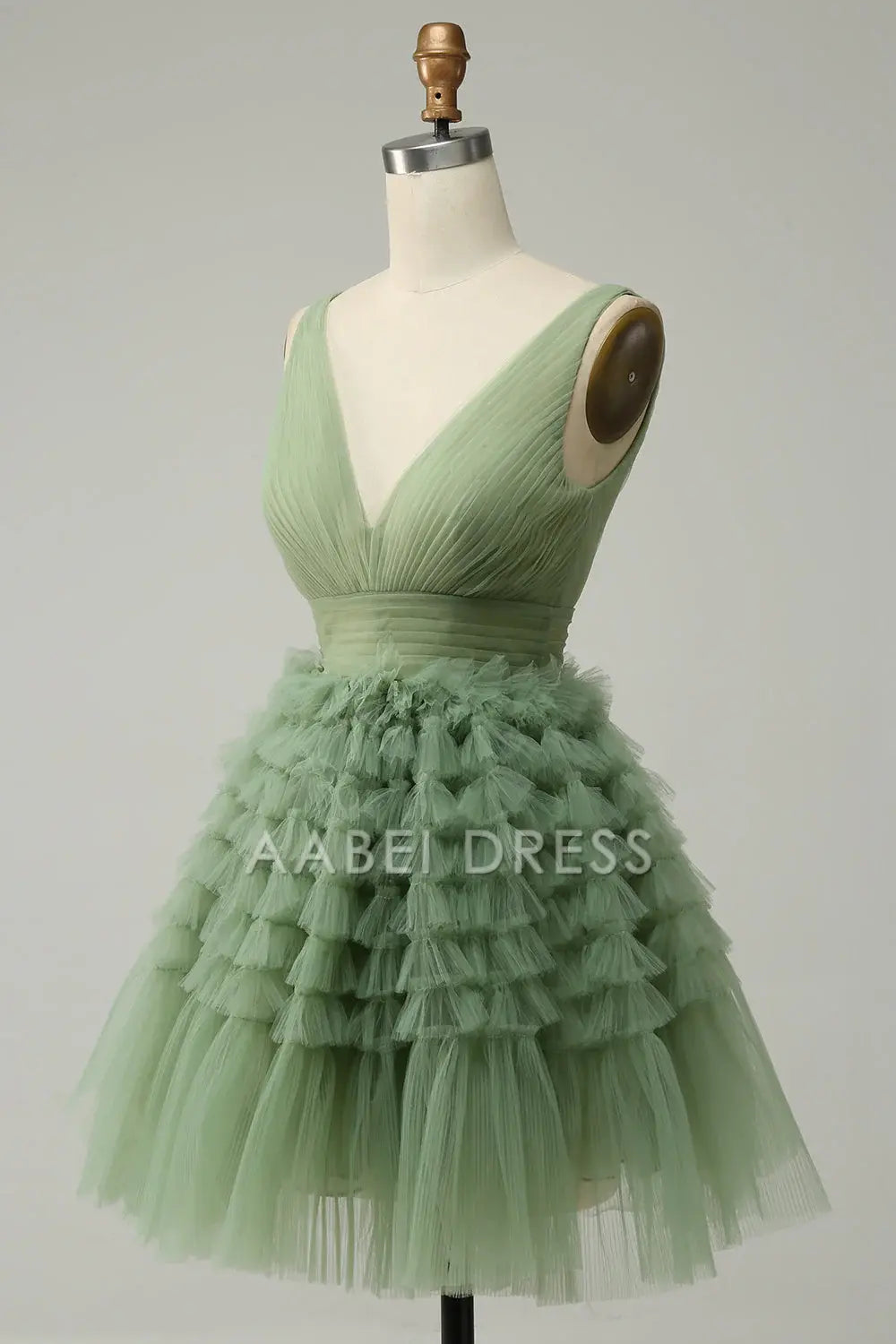 AABEI DRESS Hot Sale Prom Dress Tulle V-Neck Pleated Fashion Short Formal Dress