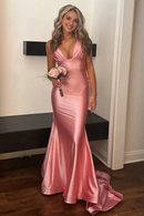 AABEI DRESS Prom Dress Stylish Mermaid V Neck Long With Sweep Train Elegant Formal Dress