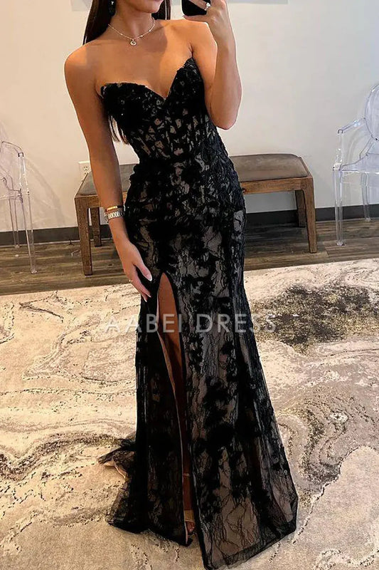 AABEI DRESS Prom Dress Mermaid Sweetheart Corset Backless With Appliques Side Fork Exquisite Formal Dress