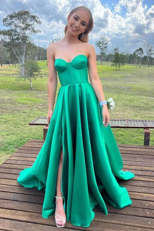 AABEI DRESS Hot Sale Prom Dress Elegant A Line Strapless Sweetheart Long with Split Front Formal Dress