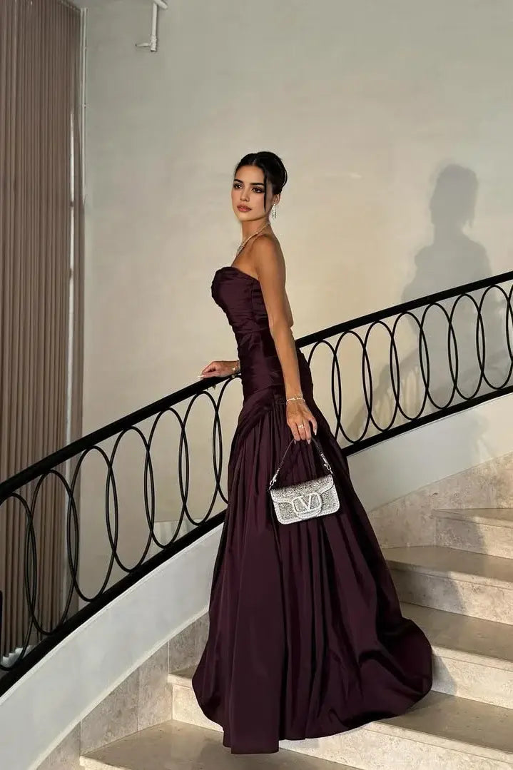 Glamorous Mermaid Strapless Sleeveless With Pleated Backless Wonderful Long Affordable Prom Dress