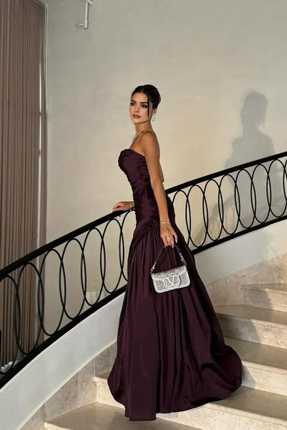 Glamorous Mermaid Strapless Sleeveless With Pleated Backless Wonderful Long Affordable Prom Dress