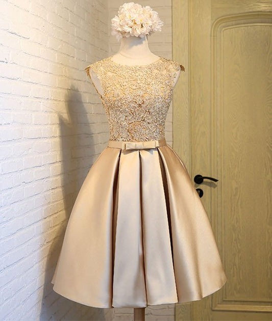 AABEI DRESS New Homecoming Dress Elegant A Line V Neck Sleeveless Satin Graduation Dress Lace Appliques Cute Short Prom Dress