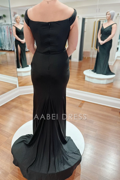 AABEI DRESS High Quality Mother of The Bride Dress V Neck Pleated Mermaid Side Fork Long Elegant Dresses Formal Dresses