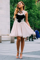 AABEI DRESS New Homecoming Dress A-Line Halter Chiffon Lace Applique Sweet Short Prom Dress