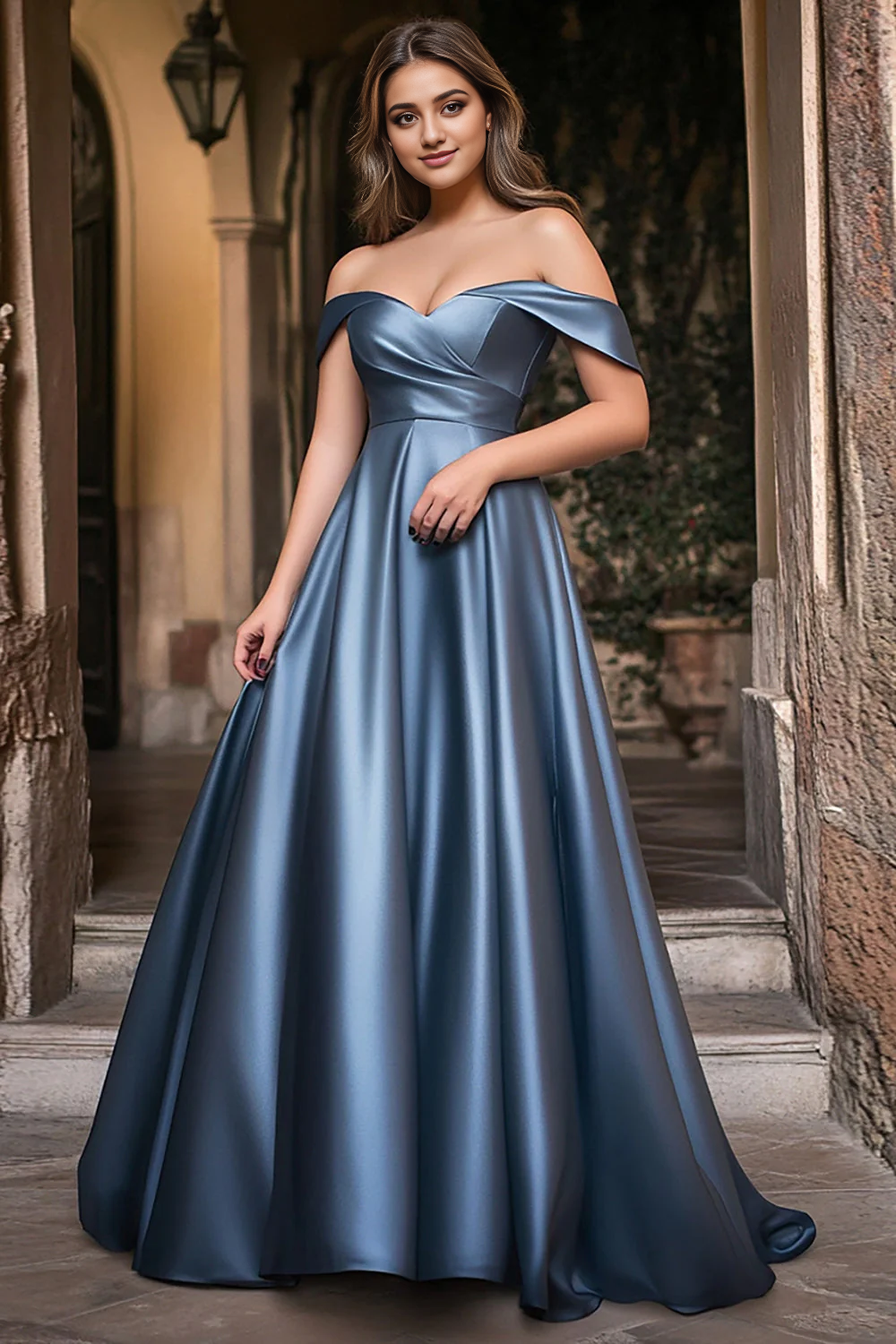 AABEI DRESS Hot Sale Prom Dress Elegant A Line Off The Shoulder Satin Long Fashion Formal Dress