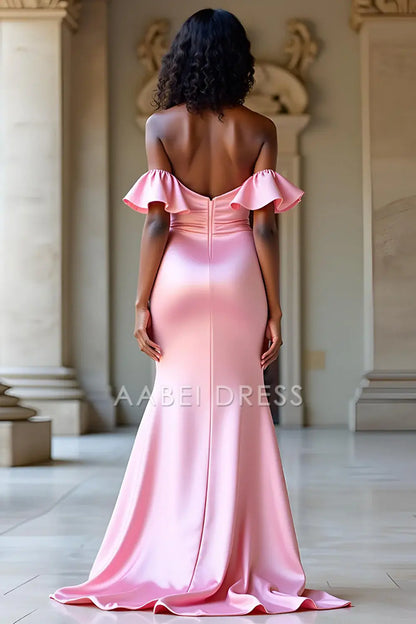 AABEI DRESS Hot Sale Prom Dress Exquisite Ruffled Sheath Sweetheart Backless Fashion Long With Slit Formal Dress