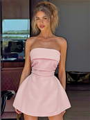 AABEI DRESS New Homecoming Dress Summer Formal Sleeveless Strapless Elegant Party Mini Dress Backless EveningShort Prom Dress