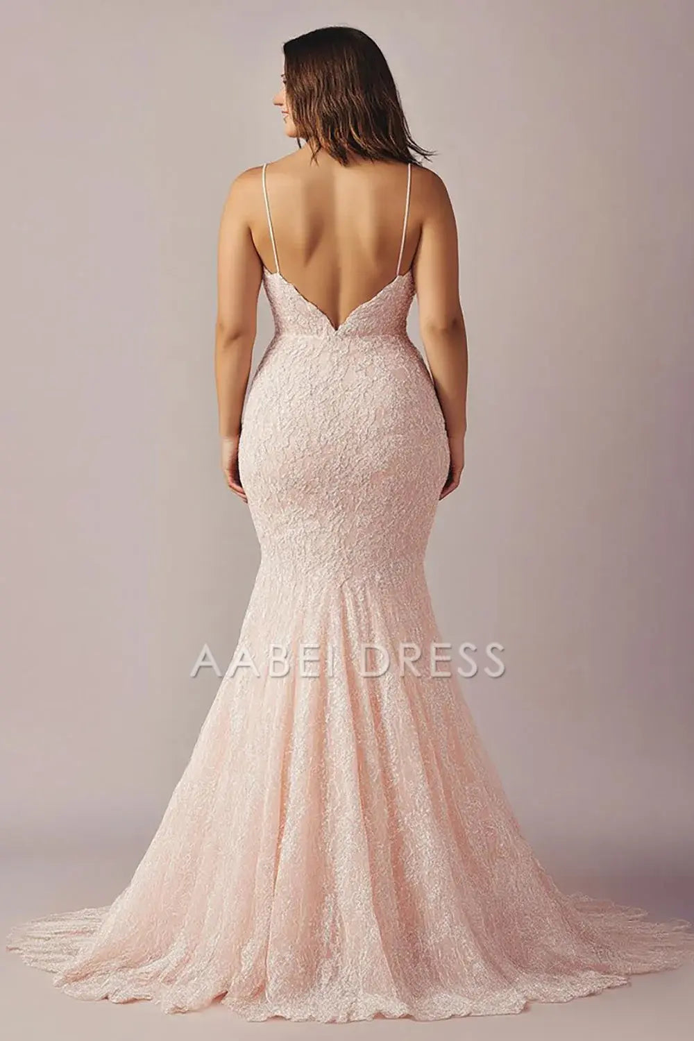 AABEI DRESS Hot Sale Prom Dress Charming Mermaid Lace Spaghetti Straps Backless Long With Slit Formal Dress