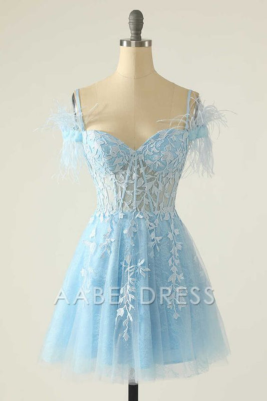 AABEI DRESS Short Party Dress A Line Spaghetti Strap Sweetheart Lace Applique Fashion Homecoming Dress