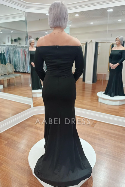AABEI DRESS High Quality Mother of The Bride Dress Elegant Off-the-Shoulder Long Leeves Mermaid Simple Dignified Dresses Formal Dresses