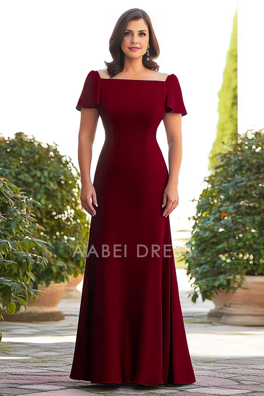 AABEI DRESS Mother Of The Bride Dress Plus Size A Line Short Sleeves Long Elegant Simple Formal Wear Dresses