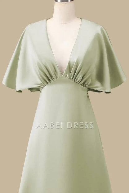 AABEI DRESS High Quality Mother of The Bride Dress A-line V-neck Half Sleeves Flattering High Waist Elegant Dress Formal Dress