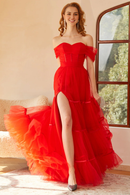 AABEI DRESS Hot Sale Prom Dress Elegant A Line Off The Shoulder Sweetheart Pleated Long Party Dress