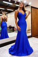 AABEI DRESS Hot Sale Prom Dress Charming Mermaid Spaghetti Straps Backless Criss Cross Back Long Formal Dress