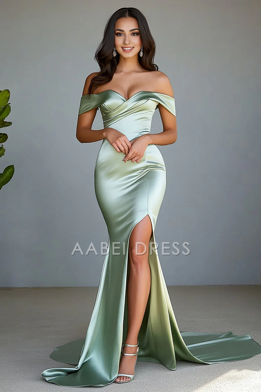 AABEI DRESS Hot Sale Prom Dress Elegant Mermaid Off The Shoulder With Slit Long Formal Dress