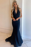 Evening Dress Deep V Neck Mermaid Cultivate oneself Sweep Train Simple Halter Backless Long Charming Formal Women's Dresses