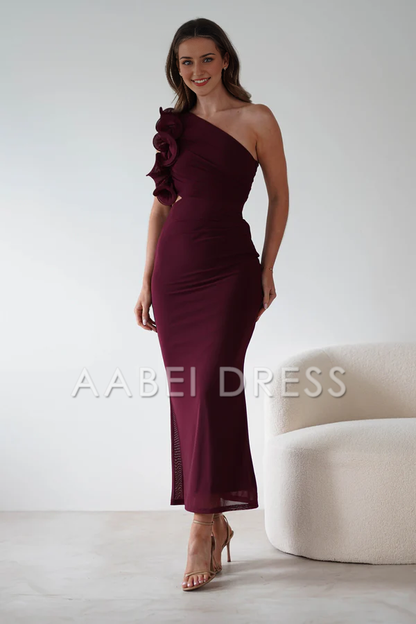 AABEI DRESS Prom Dress Mermaid Asymmetric Neckline Ruching One Shoulde Cut out Unique Dress