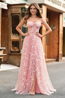 AABEI DRESS Hot Sale Prom Dress Exquisite A Line Spaghetti Straps Romantic Floral Corset Long With Slit Formal Dress