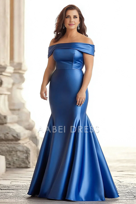AABEI DRESS Mother Of The Bride Dress Mermaid Satin Off Shoulder Long Plus Size Elegant Formal Wear Dresses