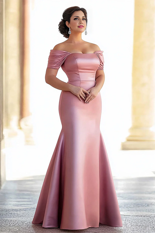 AABEI DRESS Mother Of The Bride Dress Elegant Satin Plus Size Mermaid Off The Shoulder Long Fashion Formal Wear Dresses