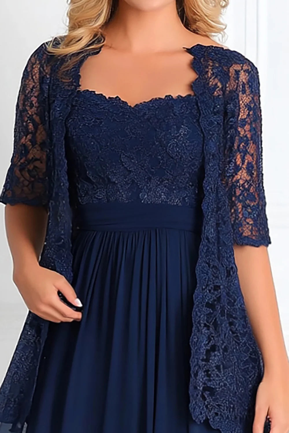 AABEI DRESS Wedding Guests Dresses Mom's Formal Dress Elegant A Line Sweetheart Neckline Two-Piece Set Lace Jacket 3/4 Sleeves Chiffon Long Retro Mother of the Bride Dress