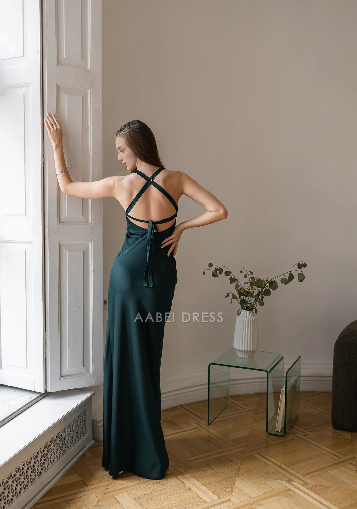 AABEI DRESS Party Dress A-line Mermaid Backless Off Shoulder Spaghetti Straps Sleeveless Side Fork Simple Prom Dress