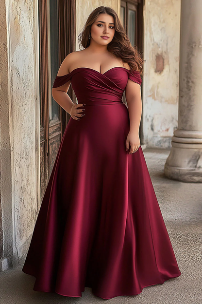 AABEI DRESS Hot Sale Prom Dress Elegant Satin Pleated Off The Shoulder Long Formal Dress