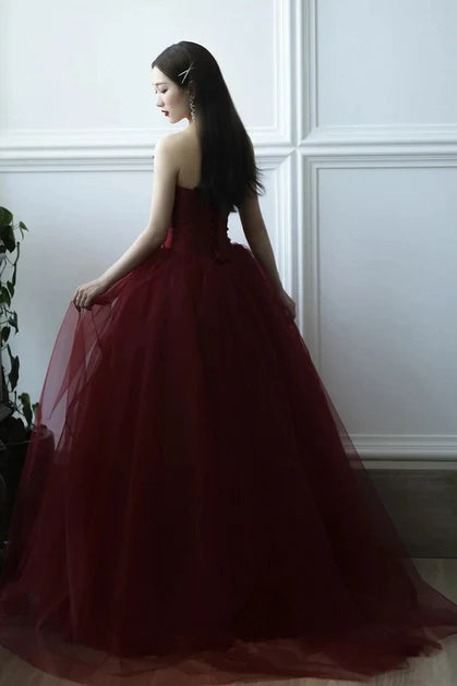Romantic Ballgown Strapless Sweetheart Corset Floor Prom Gown