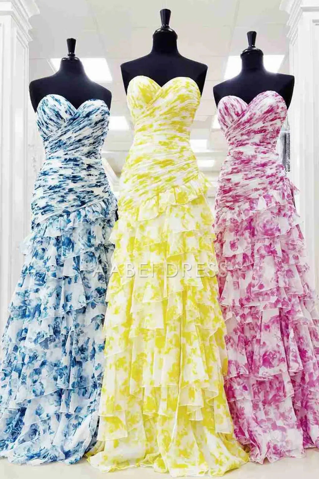AABEI DRESS Prom Dress Gorgeous Mermaid Sweetheart Retro Print Long With Ruffles Side Fork Elegant Formal Dress