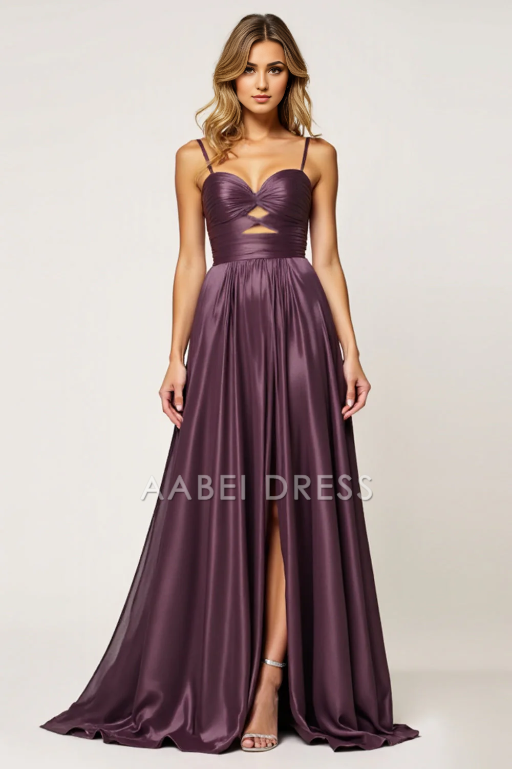 AABEI DRESS Hot Sale Prom Dress Fashion A Line Spaghetti Straps Pleated Keyhole With Slit Long Formal Dress