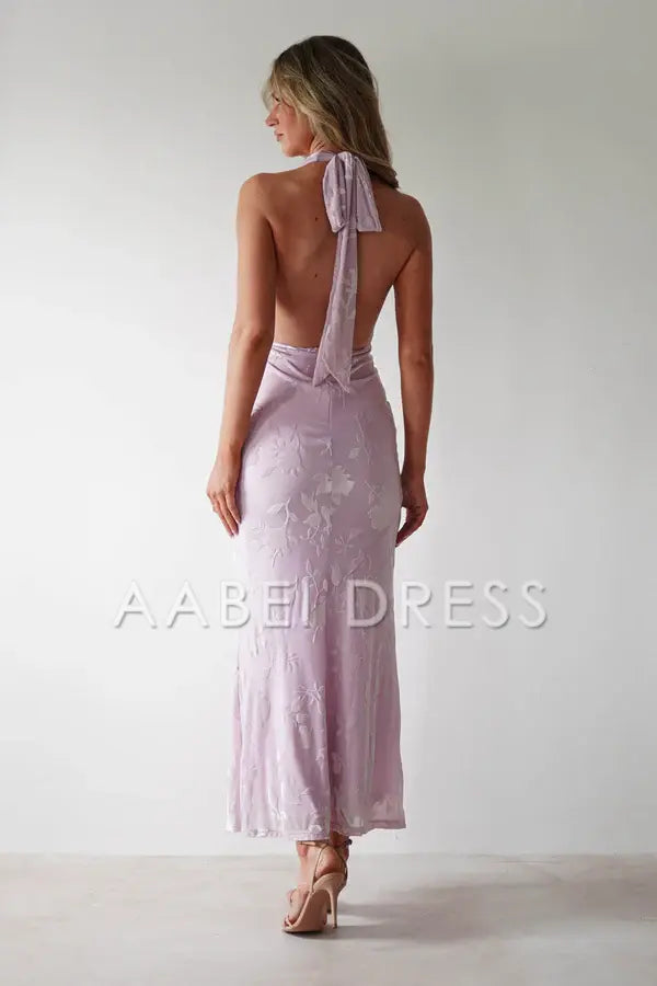 AABEI DRESS Prom Dress Mermaid Halter Neckline Jacquard Open Back Charming High Quality Dress
