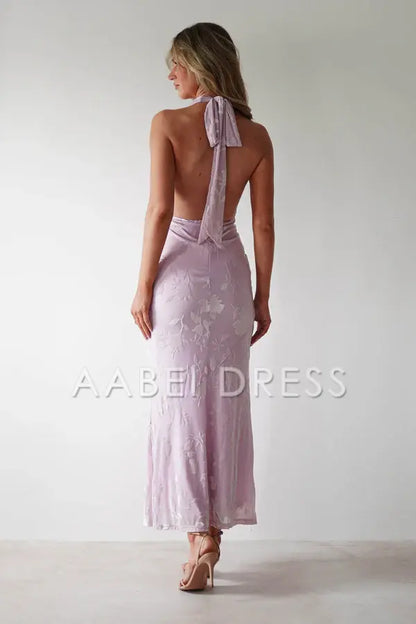 AABEI DRESS Prom Dress Mermaid Halter Neckline Jacquard Open Back Charming High Quality Dress