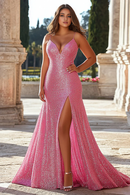 AABEI DRESS Hot Sale Prom Dress Elegant Mermaid V Neck Sparkly Spaghetti Straps Long With Slit Charming Formal Dress