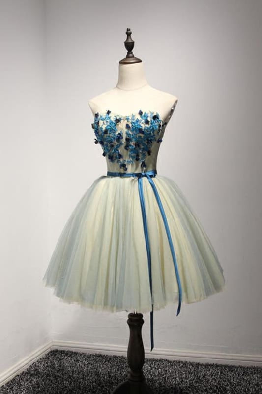 AABEI DRESS Homecoming Dress A Line Sweetheart Cute Appliques Short Dress Bow Belt Prom Dress