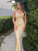 Evening Dress Spaghetti Straps Mermaid Satin Long Formal Dress Backless High Quality Formal Women's Dresses