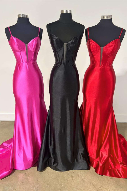 Evening Dress Sweetheart Spaghetti Strap Satin Mermaid Cultivate oneself Long Prom Dress Elegant Formal Women's Dresses