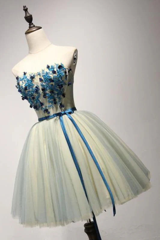 AABEI DRESS Homecoming Dress A Line Sweetheart Cute Appliques Short Dress Bow Belt Prom Dress